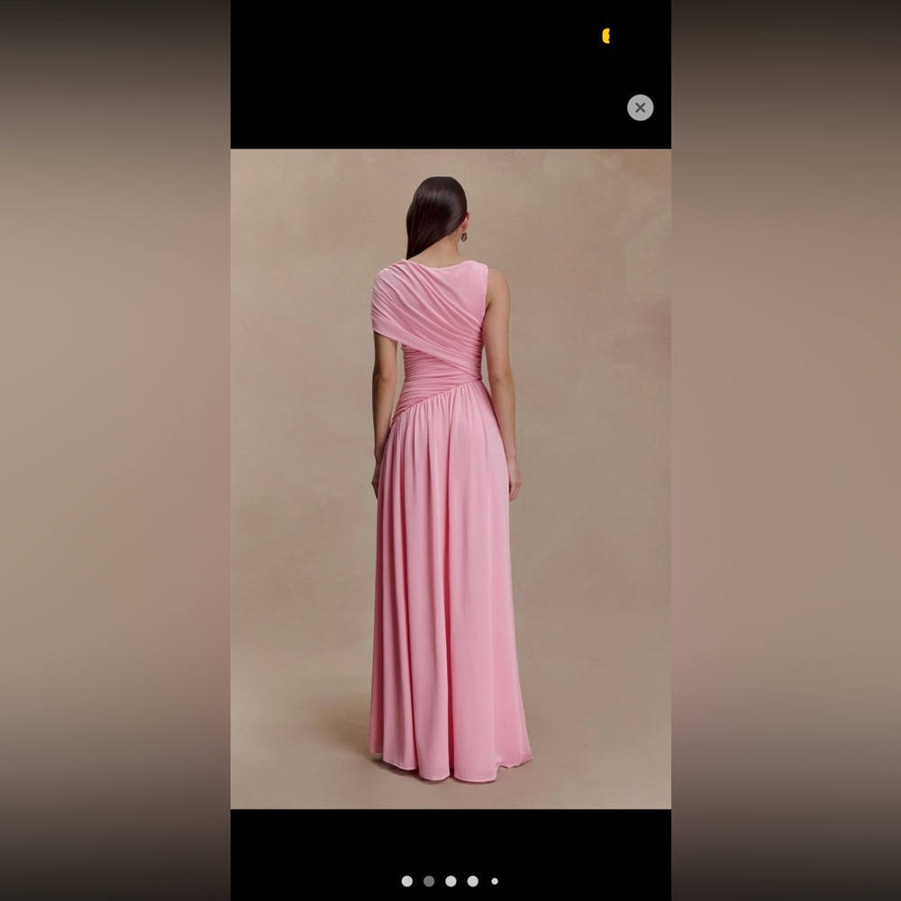 MESHKI asymmetric slinky maxi dress- candy pink - Picture 4 of 4